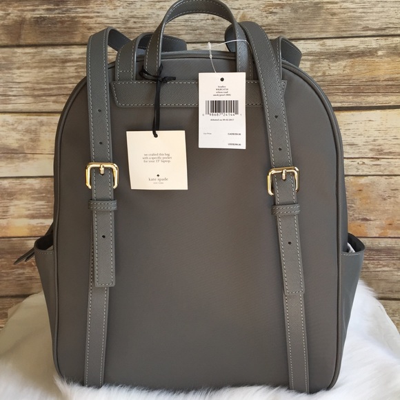 🔽 Kate spade LARGE Bradley Wilson backpack GREY - Picture 7 of 8
